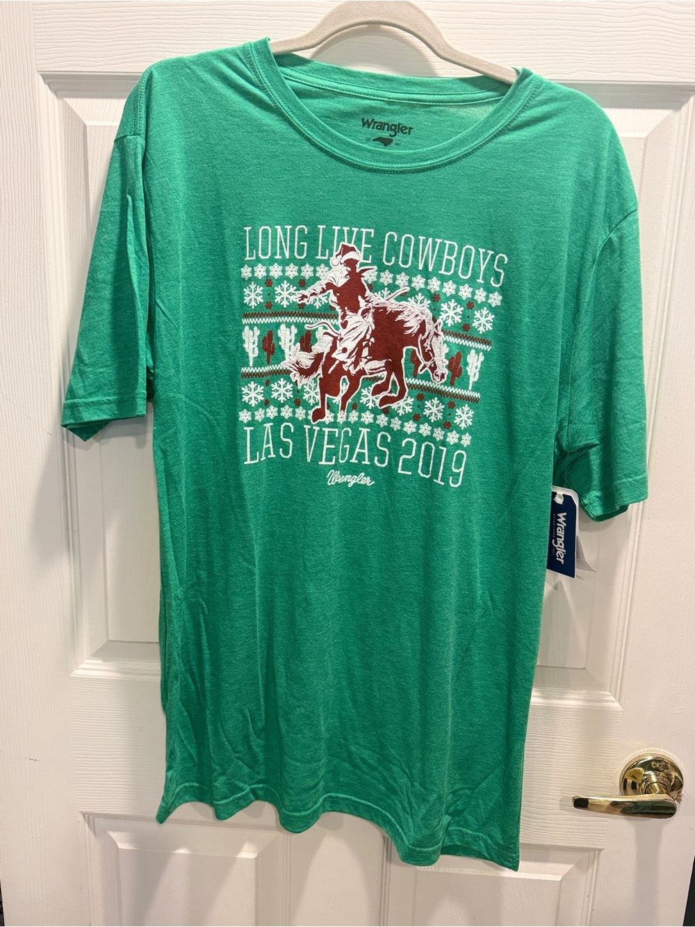 Wrangler NWT Long Live Cowboys Las Vegas 2019 NFR Graphic T-Shirt XL Green - Picture 2 of 8